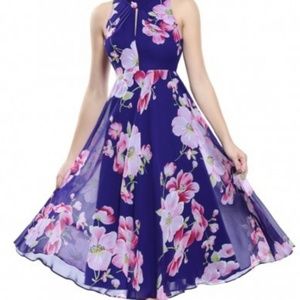 Multiple Floral Print Tea Length Dresses